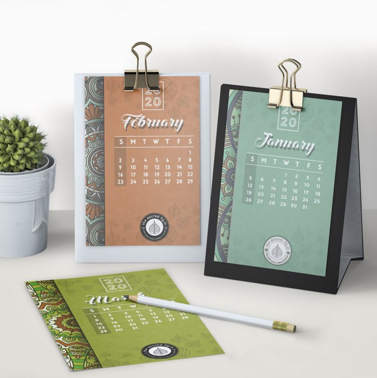 Calendar design for printed table top calendars.